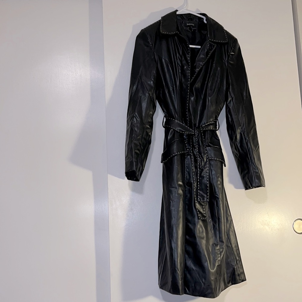 Vintage Sinéquanone fo leather stitched trench coat medium